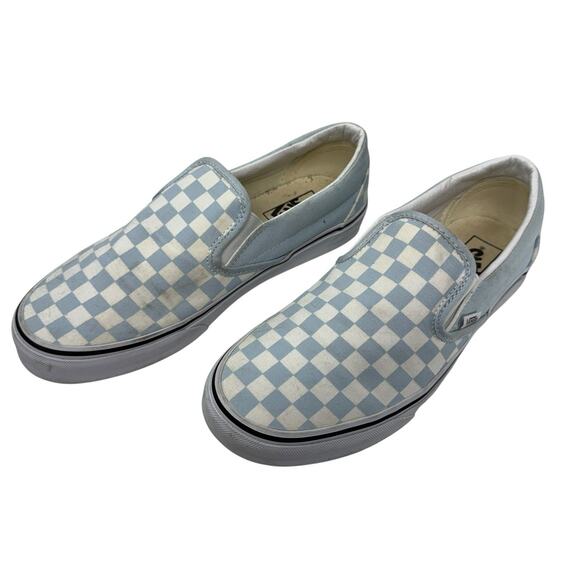 Vans Classic Slip On Checkerboard Sneakers Light Blue Unisex M Size 8.5 / W 10 - Picture 1 of 10